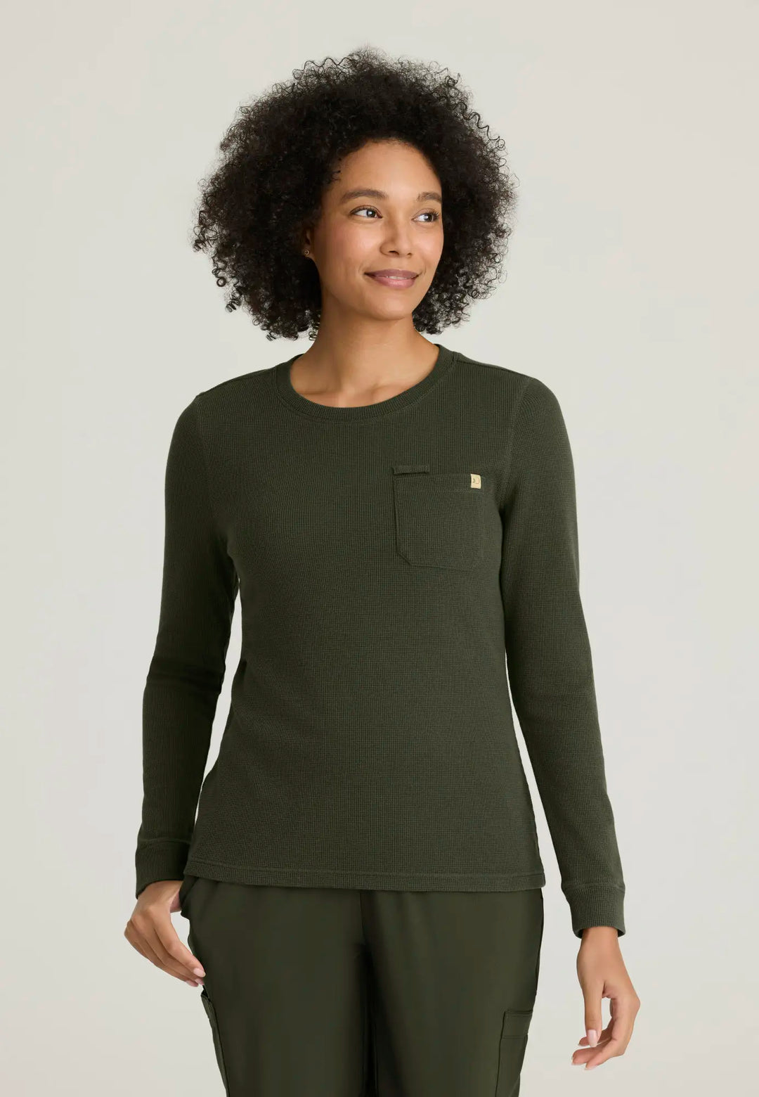 Grey's Anatomy by Barco Scrubs Women's Wanderlust Long Sleeve Top Fern | scrub-supply.com