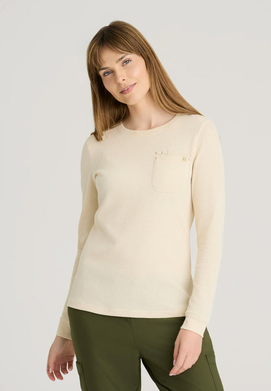 Grey's Anatomy by Barco Scrubs Women's Wanderlust Long Sleeve Top Soft Dune | scrub-supply.com