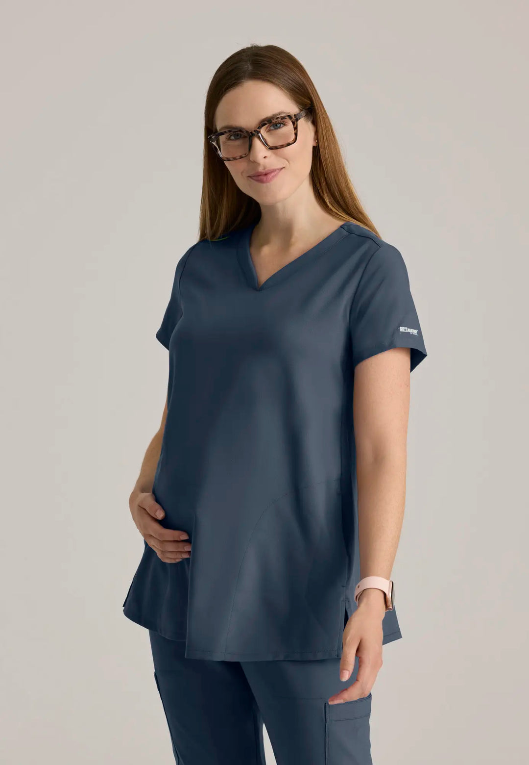 Grey's Anatomy by Barco Scrubs Promise Maternity Top Steel | scrub-supply.com