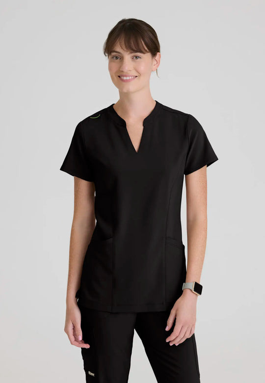 Grey's Anatomy by Barco Scrubs Women's Sky Top Black | scrub-supply.com