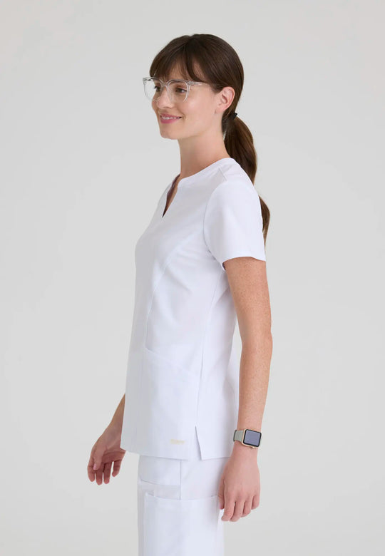 Grey's Anatomy by Barco Scrubs Women's Sky Top White | scrub-supply.com
