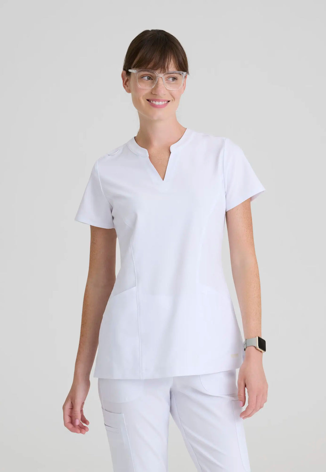 Grey's Anatomy by Barco Scrubs Women's Sky Top White | scrub-supply.com