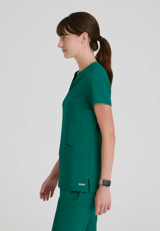 Grey's Anatomy by Barco Scrubs Women's Sky Top Hunter Green | scrub-supply.com
