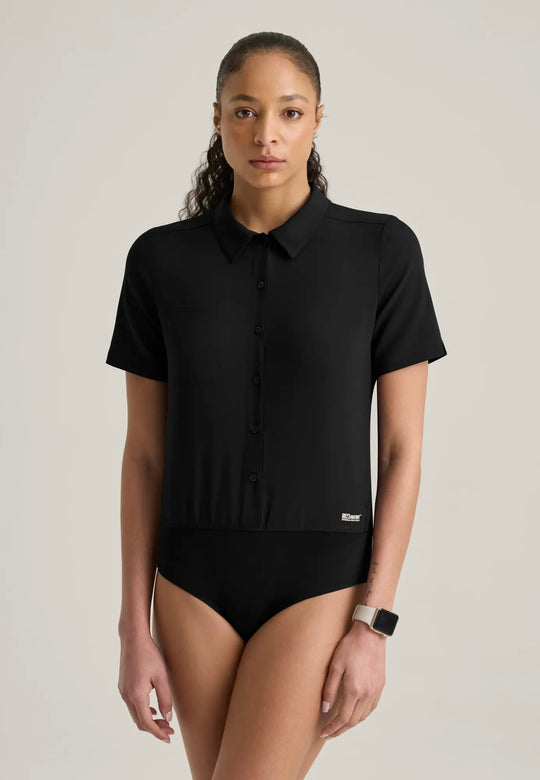 Grey's Anatomy by Barco Scrubs Women's Terran Bodysuit Black | scrub-supply.com