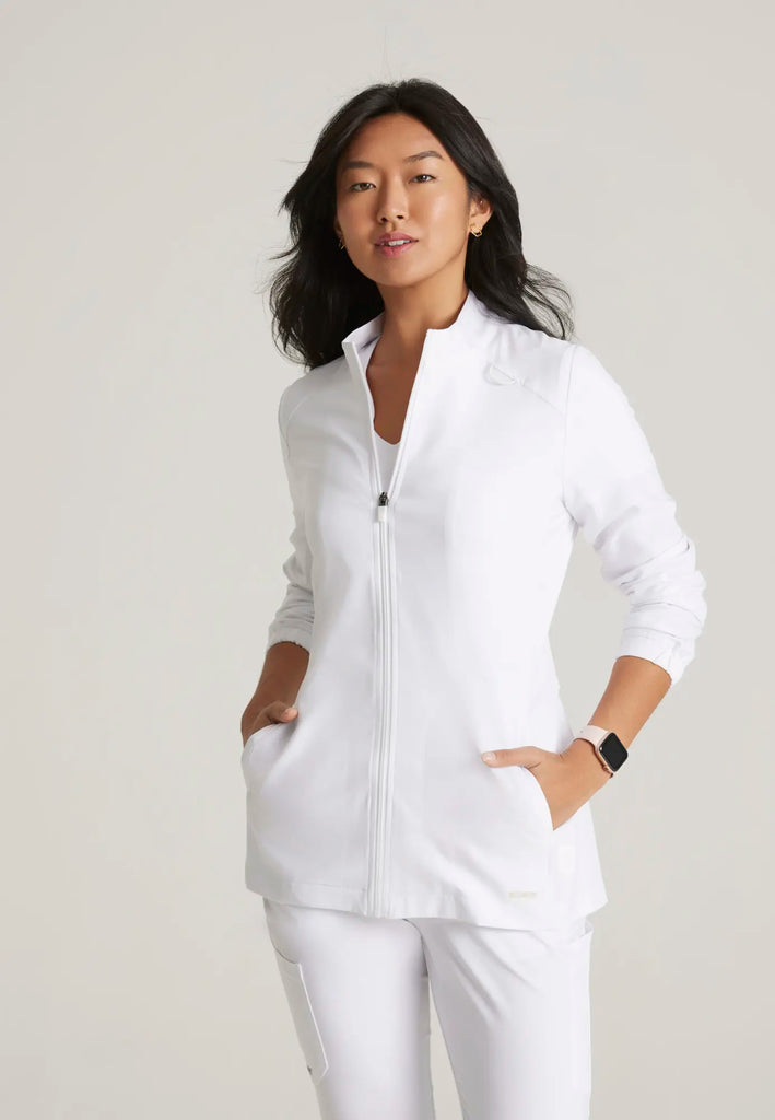 Barco Scrubs Women's Virtue Warm-Up White | scrub-supply.com