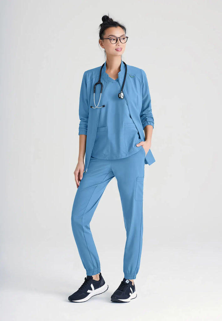 Barco Scrubs Women's Virtue Warm-Up Ceil Blue | scrub-supply.com