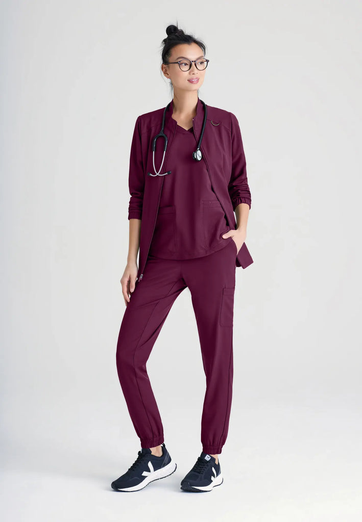 Barco Scrubs Women's Virtue Warm-Up Wine | scrub-supply.com