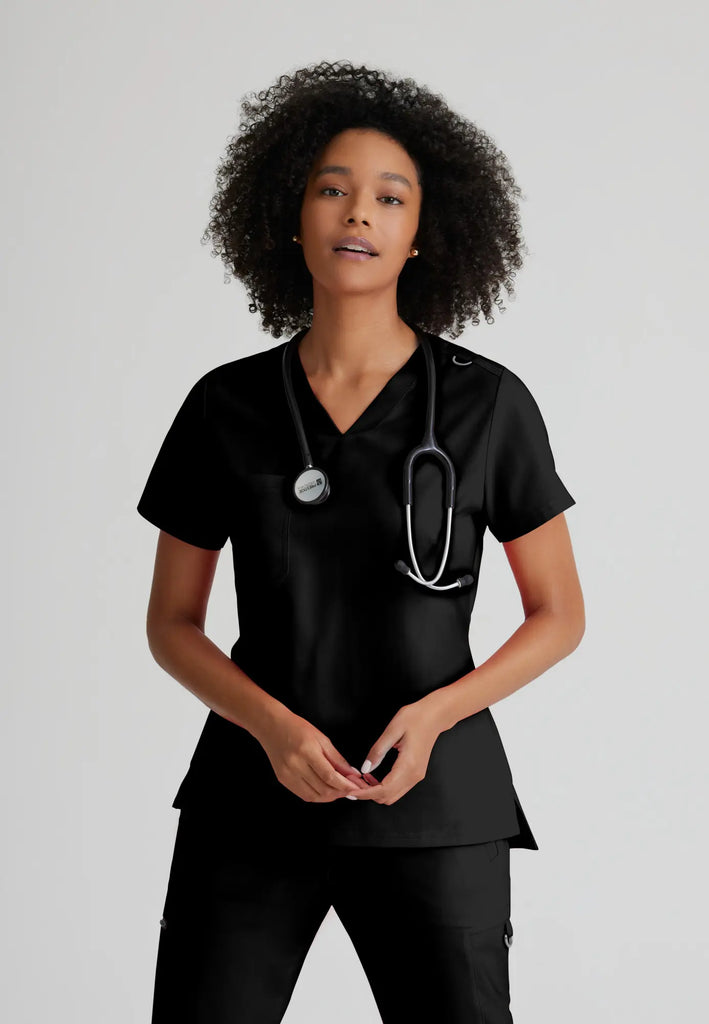 Barco Scrubs Women's Bree Top Black | scrub-supply.com