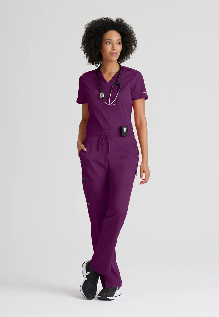 Barco Scrubs Women's Bree Top Wine | scrub-supply.com