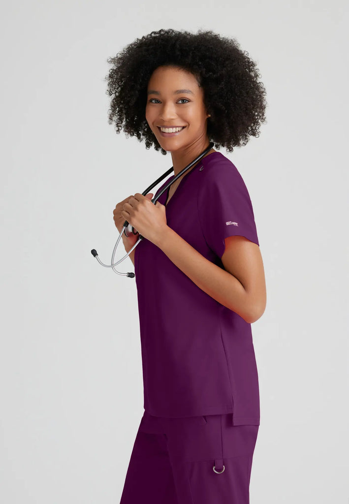 Barco Scrubs Women's Bree Top Wine | scrub-supply.com