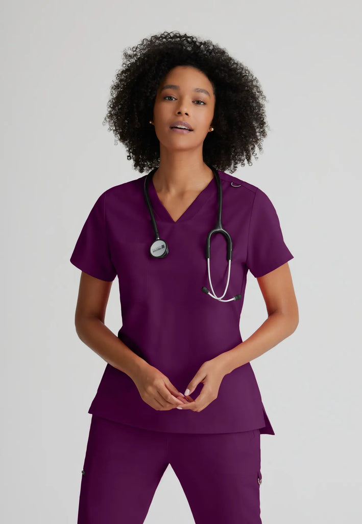 Barco Scrubs Women's Bree Top Wine | scrub-supply.com