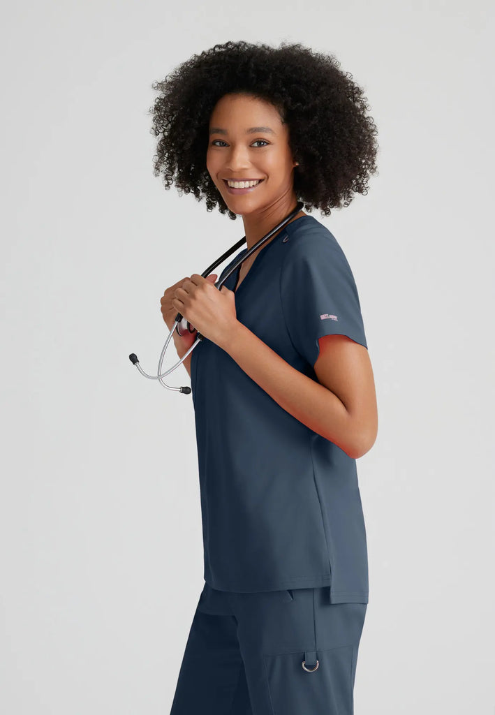 Barco Scrubs Women's Bree Top Steel | scrub-supply.com