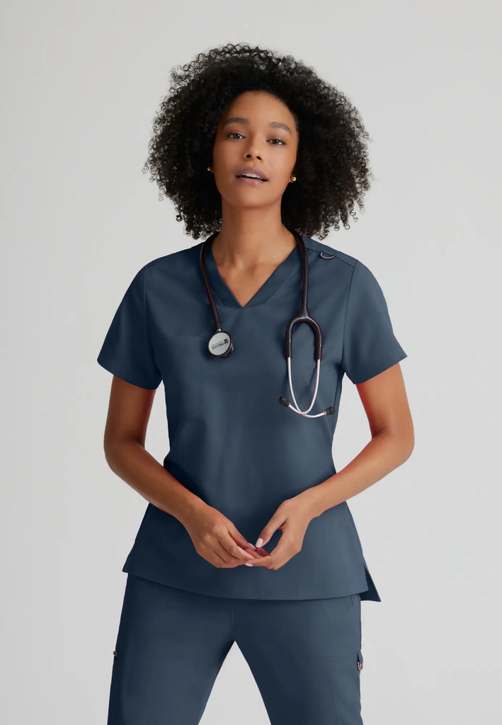 Barco Scrubs Women's Bree Top Steel | scrub-supply.com