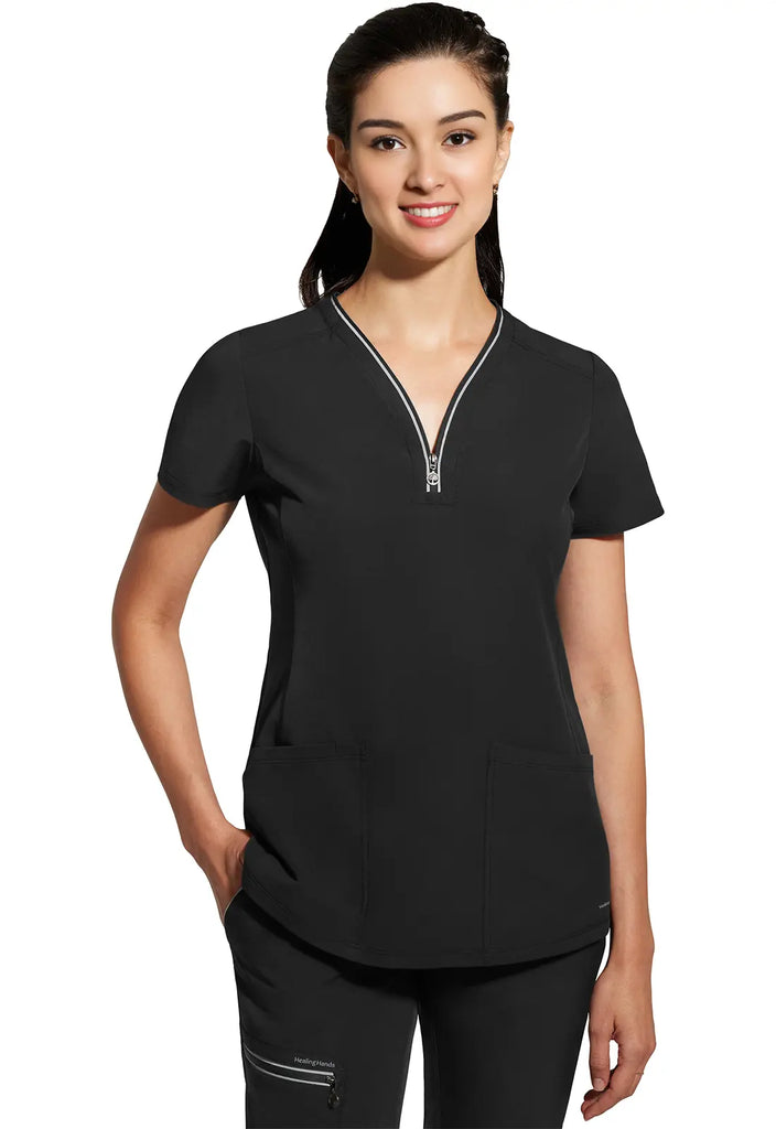 Healing Hands Scrubs Women's Sonia Top Black | scrub-supply.com