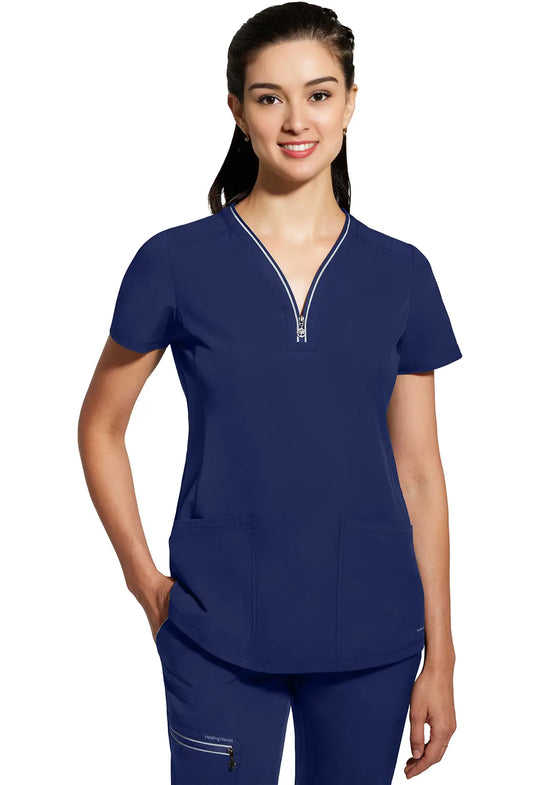 Healing Hands Scrubs Women's Sonia Top Navy | scrub-supply.com