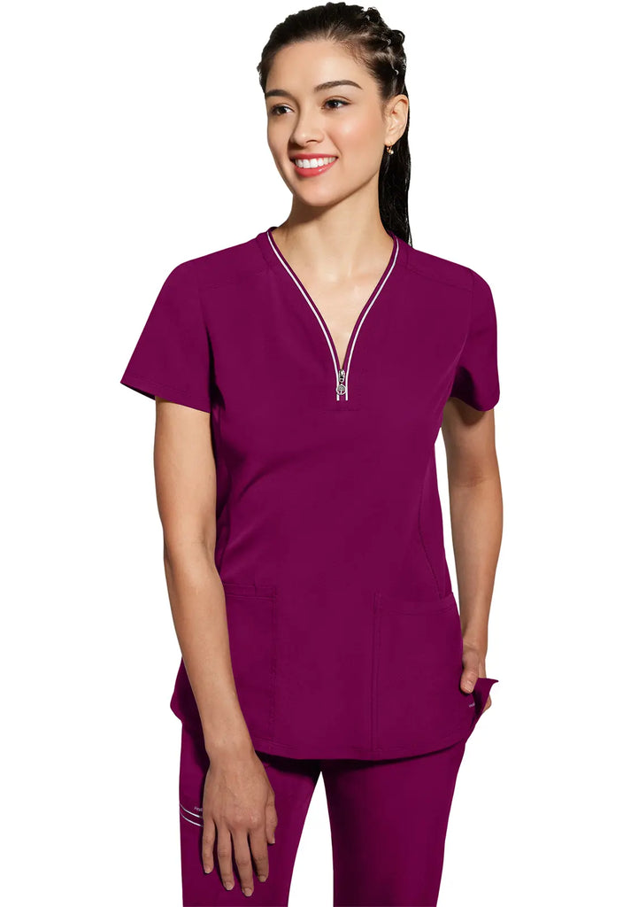 Healing Hands Scrubs Women's Sonia Top Wine | scrub-supply.com