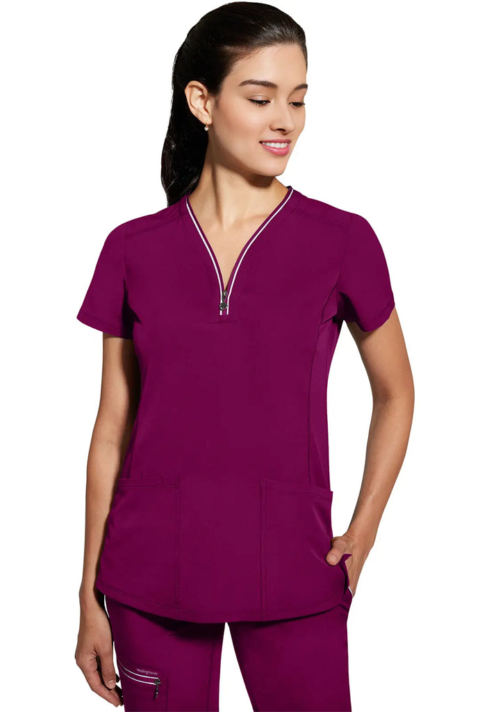 Healing Hands Scrubs Women's Sonia Top Wine | scrub-supply.com