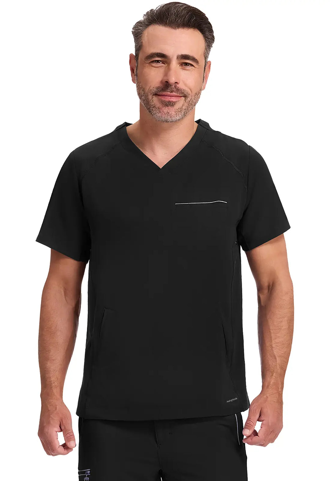 Healing Hands Scrubs Men's Steven Top Black | scrub-supply.com