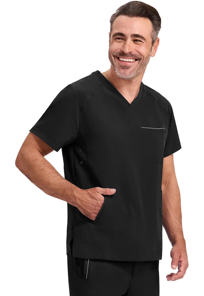 Healing Hands Scrubs Men's Steven Top Black | scrub-supply.com