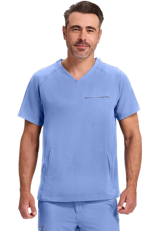 Healing Hands Scrubs Men's Steven Top Ceil Blue | scrub-supply.com