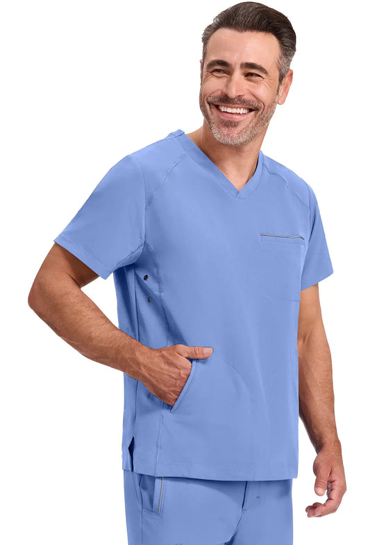 Healing Hands Scrubs Men's Steven Top Ceil Blue | scrub-supply.com