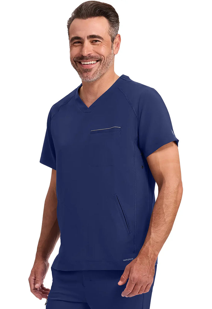 Healing Hands Scrubs Men's Steven Top Navy | scrub-supply.com