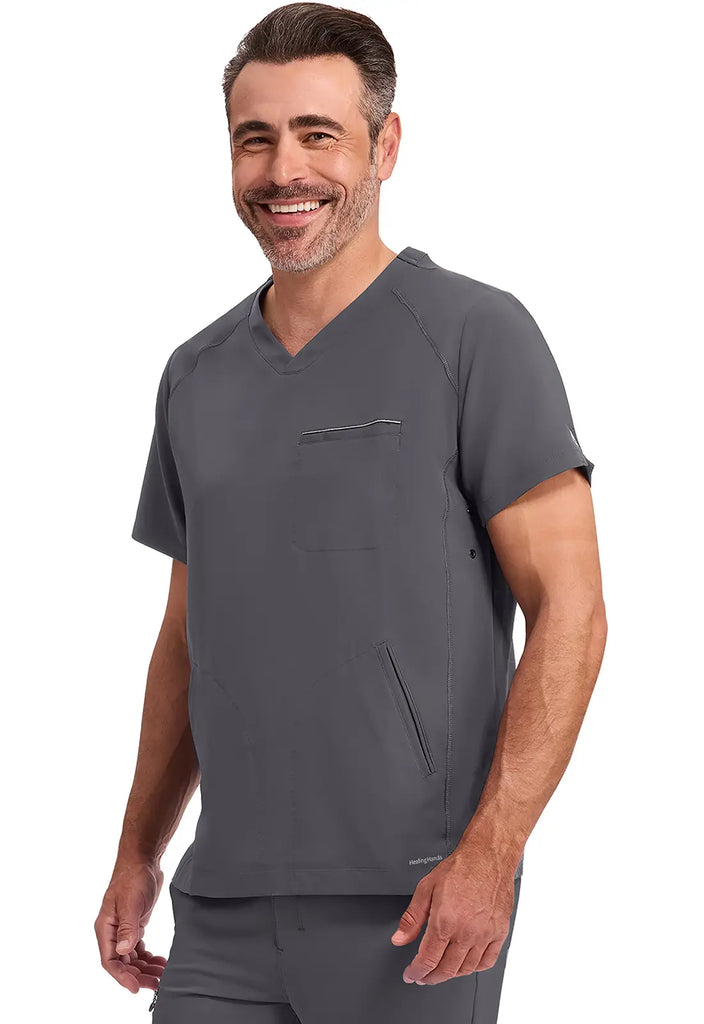 Healing Hands Scrubs Men's Steven Top Pewter | scrub-supply.com