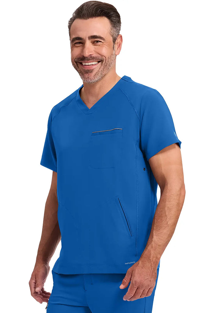 Healing Hands Scrubs Men's Steven Top Royal Blue | scrub-supply.com