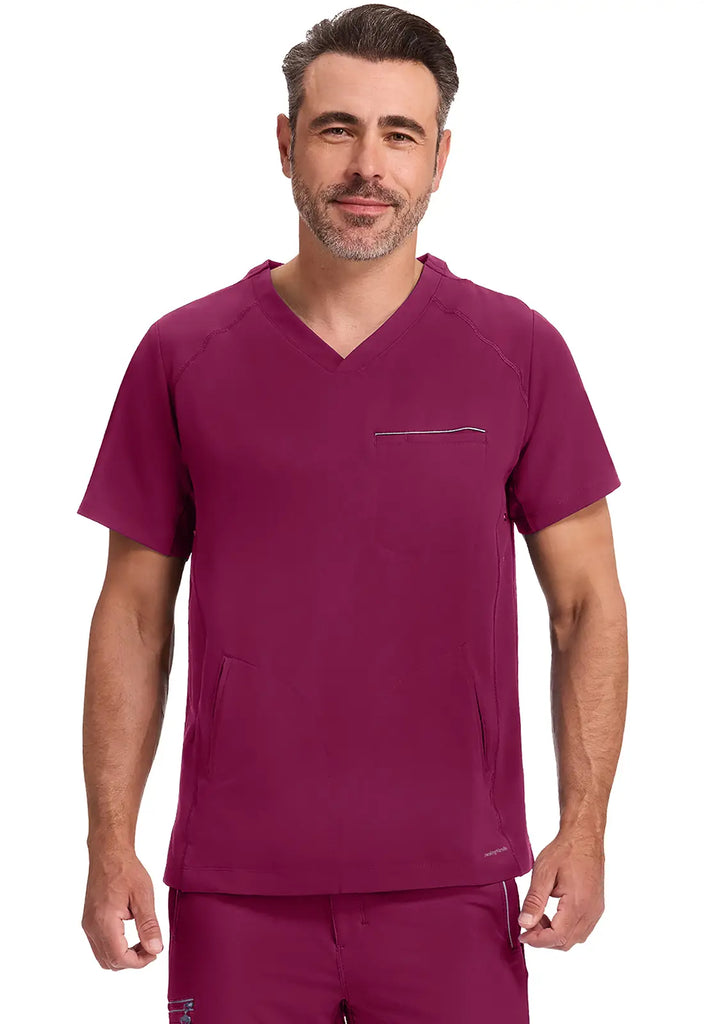 Healing Hands Scrubs Men's Steven Top Wine | scrub-supply.com