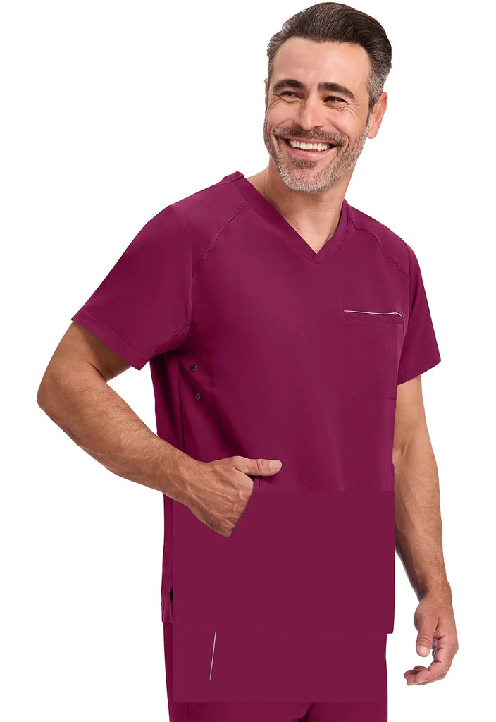 Healing Hands Scrubs Men's Steven Top Wine | scrub-supply.com