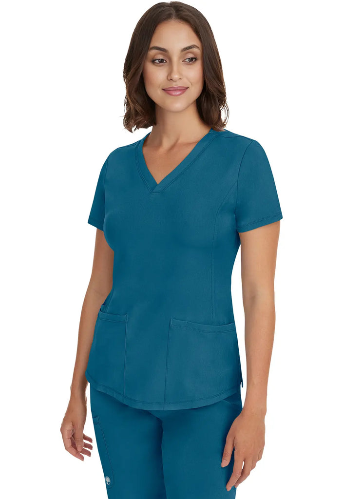 Healing Hands Scrubs Women's Monica Top Caribbean Blue | scrub-supply.com