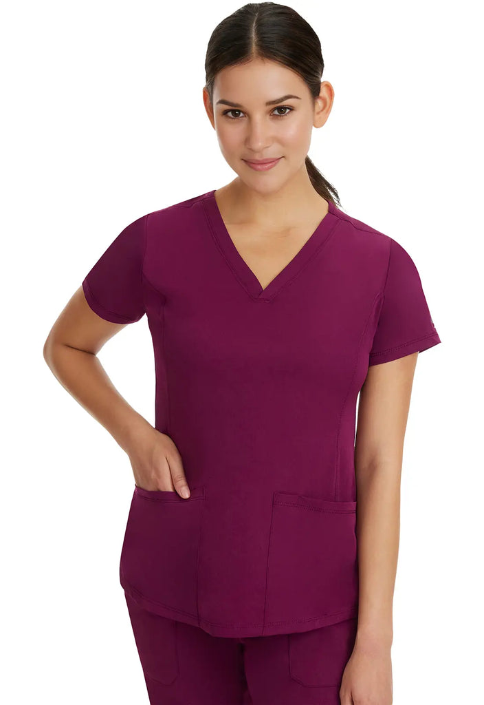Healing Hands Scrubs Women's Monica Top Wine | scrub-supply.com