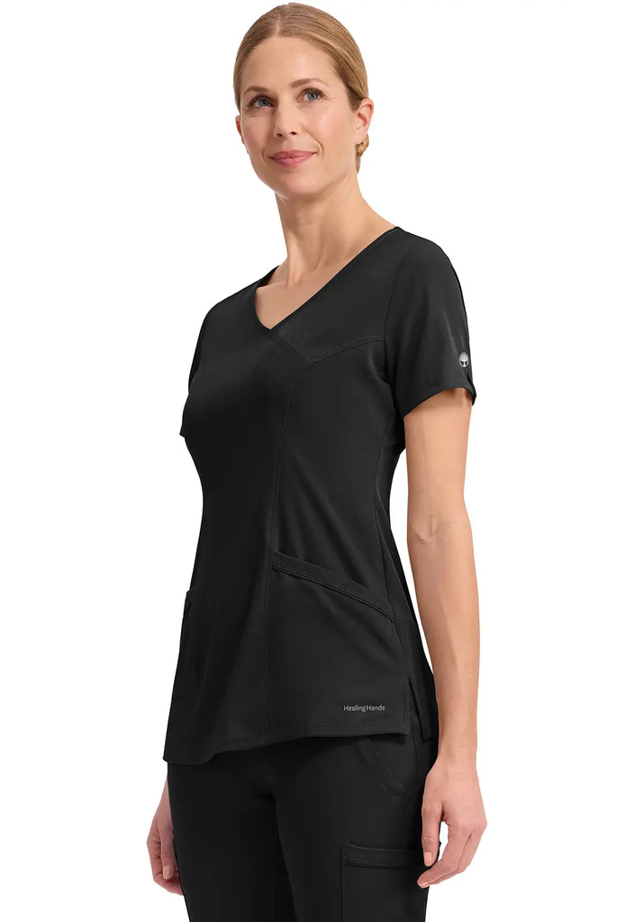 Healing Hands Scrubs Women's Madison Top Black | scrub-supply.com