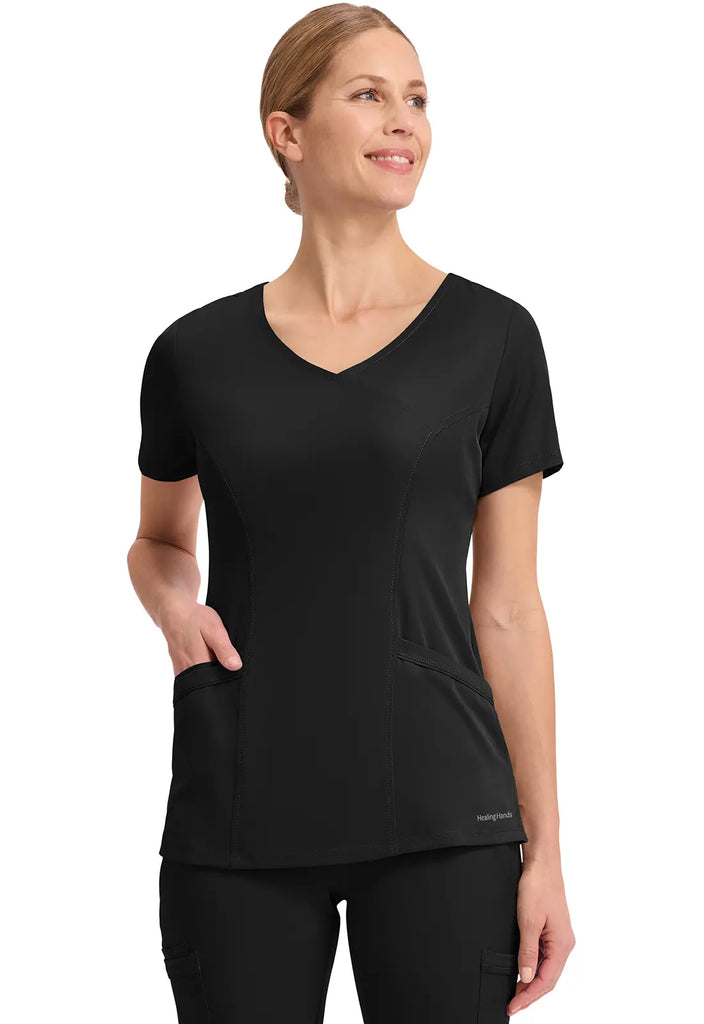 Healing Hands Scrubs Women's Madison Top Black | scrub-supply.com