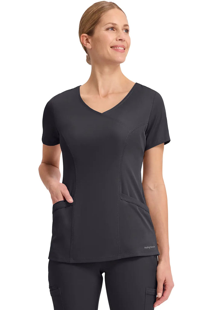 Healing Hands Scrubs Women's Madison Top Pewter | scrub-supply.com
