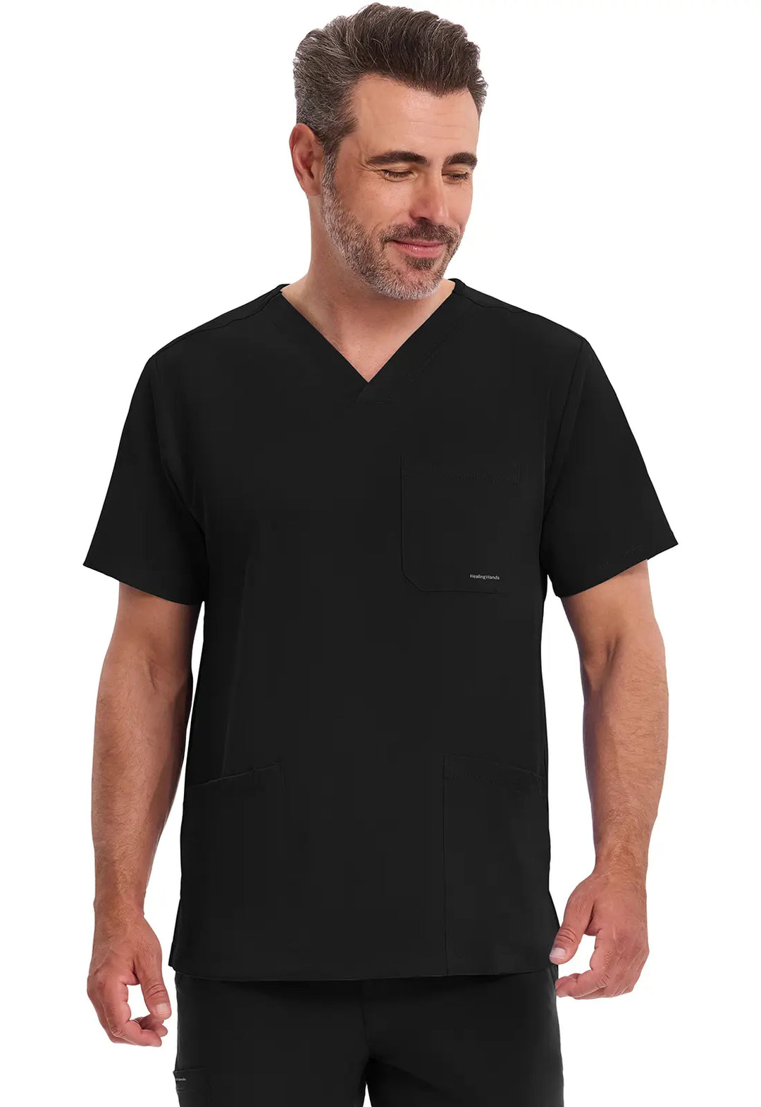 Healing Hands Scrubs Men's Mathew Top Black | scrub-supply.com