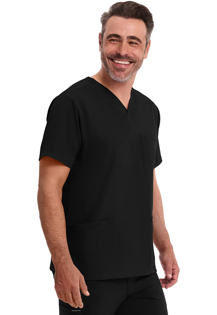 Healing Hands Scrubs Men's Mathew Top Black | scrub-supply.com