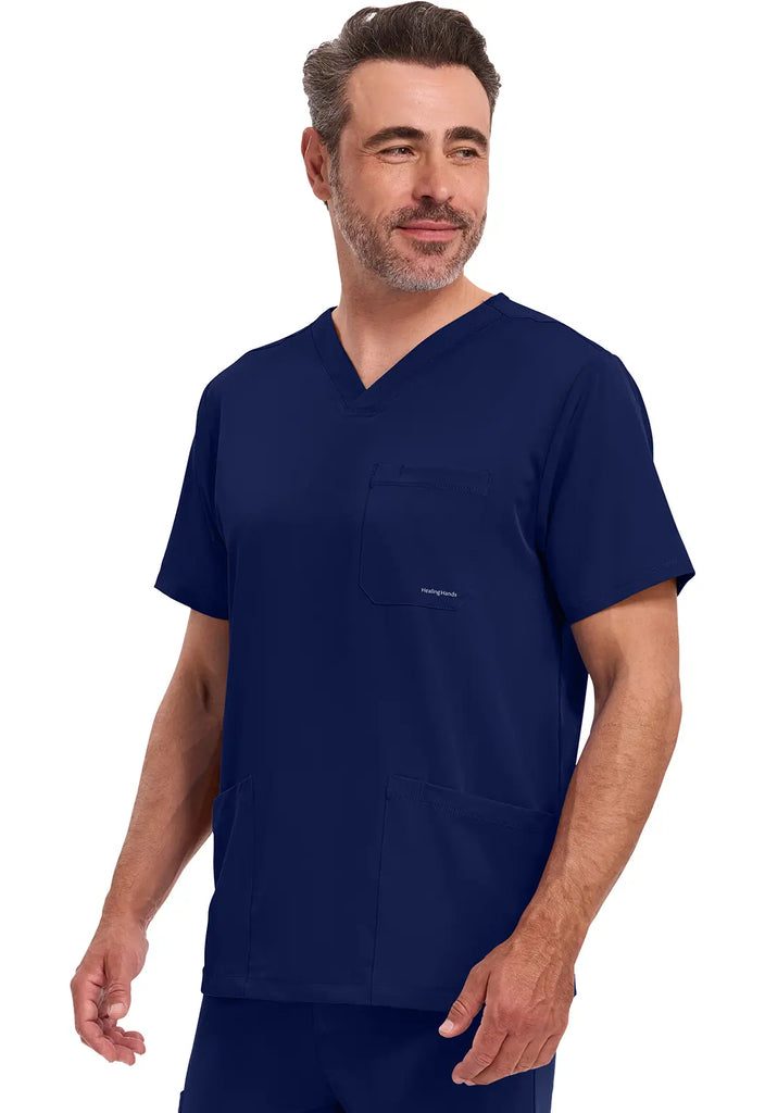 Healing Hands Scrubs Men's Mathew Top Navy | scrub-supply.com