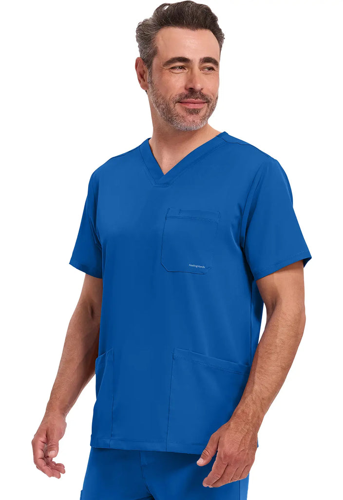 Healing Hands Scrubs Men's Mathew Top Royal Blue | scrub-supply.com