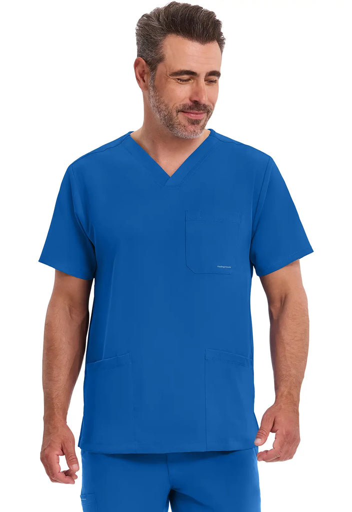 Healing Hands Scrubs Men's Mathew Top Royal Blue | scrub-supply.com