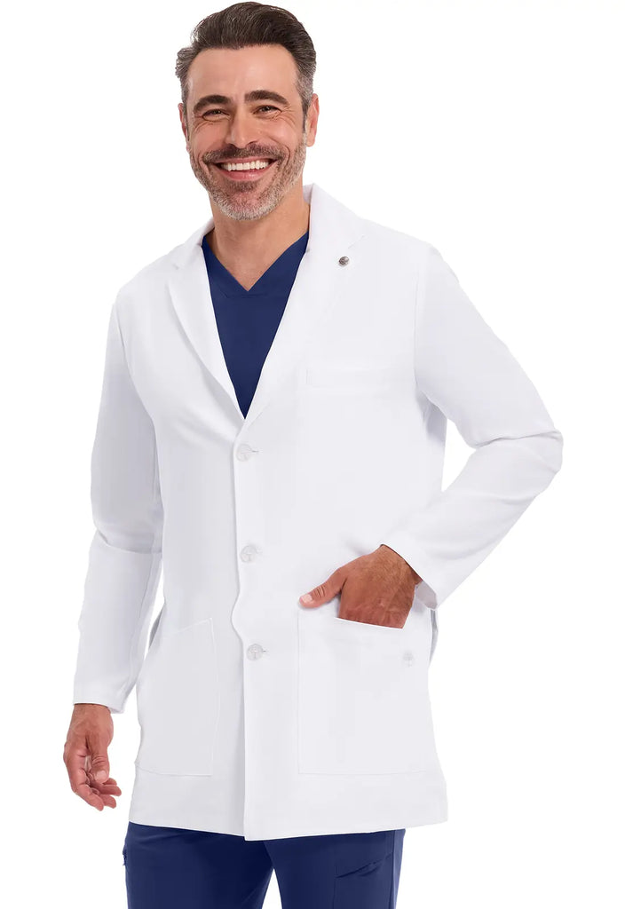 Healing Hands Scrubs Men's Logan Labcoat White | scrub-supply.com