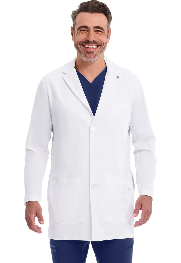 Healing Hands Scrubs Men's Logan Labcoat White | scrub-supply.com