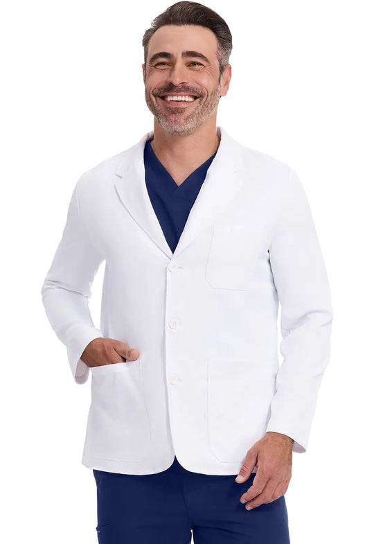 Healing Hands Scrubs Men's Leo Labcoat White | scrub-supply.com