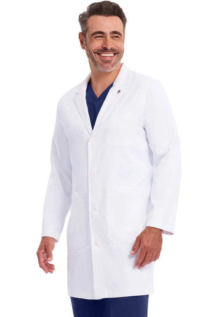 Healing Hands Scrubs Men's Luke Labcoat White | scrub-supply.com