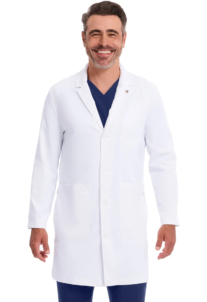 Healing Hands Scrubs Men's Luke Labcoat White | scrub-supply.com