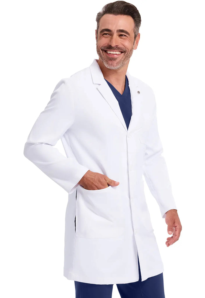Healing Hands Scrubs Men's Luke Labcoat White | scrub-supply.com