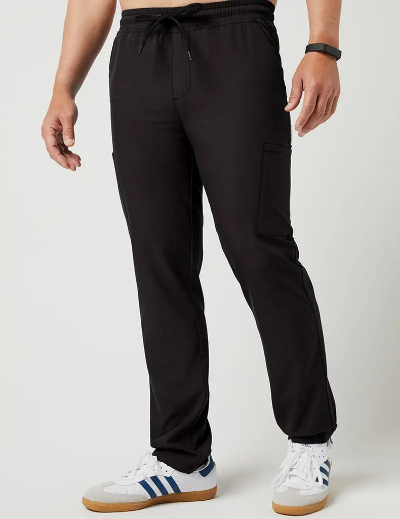 Jaanuu Scrubs Men's Slim Drawstring Pant Black | scrub-supply.com