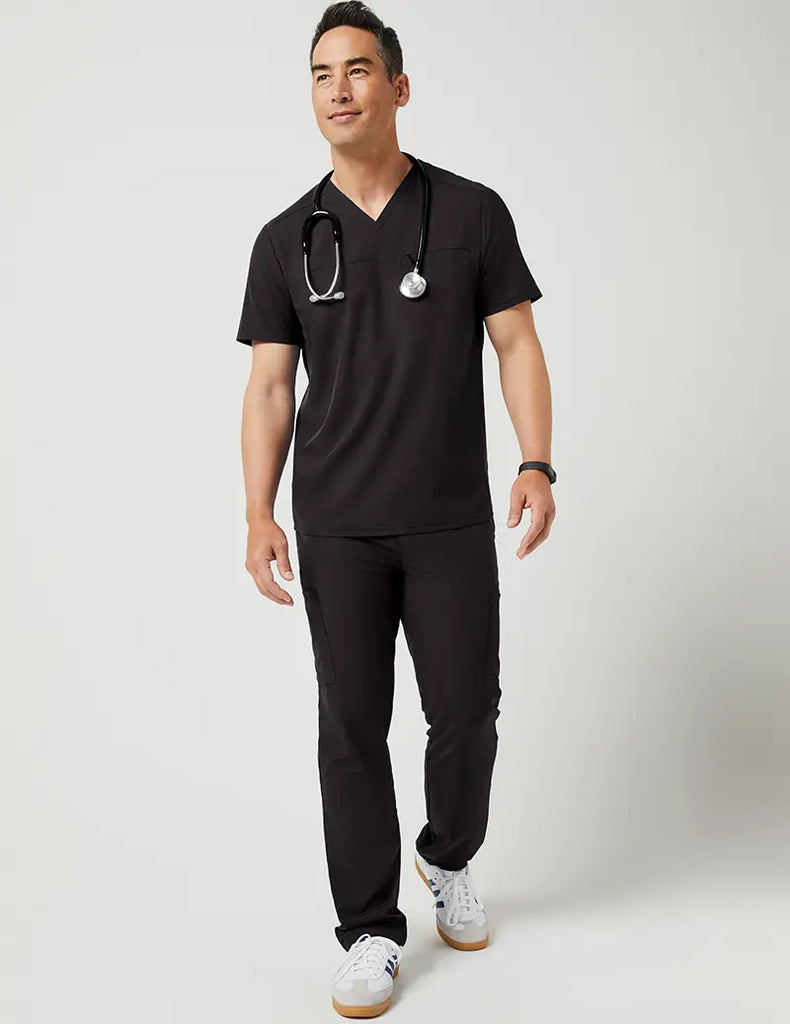 Jaanuu Scrubs Men's Slim Drawstring Pant Black | scrub-supply.com