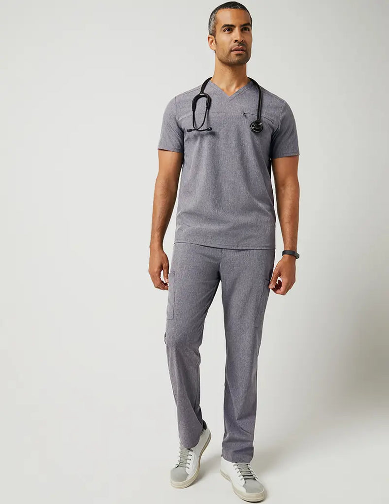 Jaanuu Scrubs Men's Slim Drawstring Pant Heathered Grey | scrub-supply.com