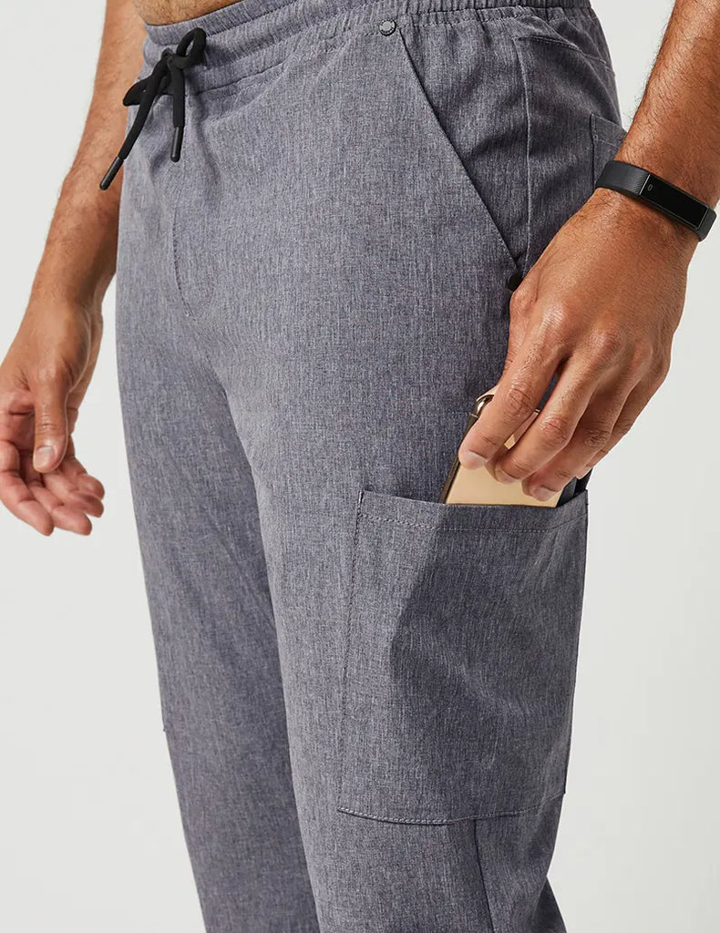 Jaanuu Scrubs Men's Slim Drawstring Pant Heathered Grey | scrub-supply.com